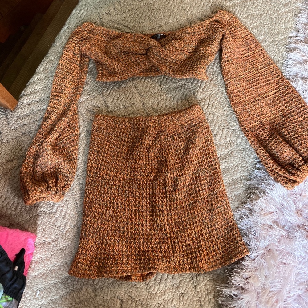 Fashion nova 2 piece knitted skirt set